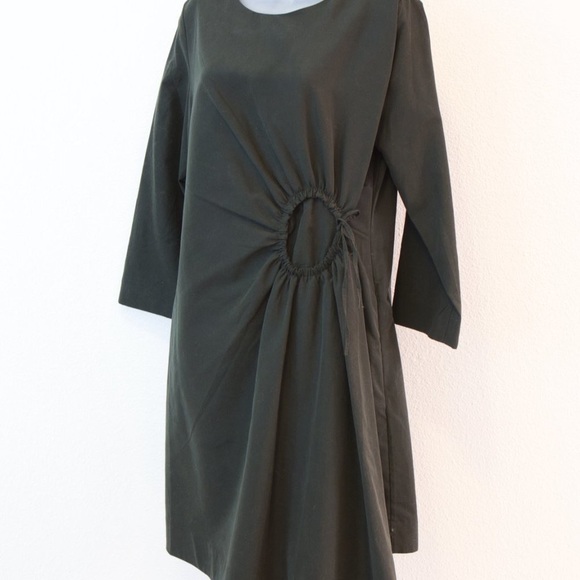 COS olive green dress with flattering gathered circle at waist - Picture 1 of 4